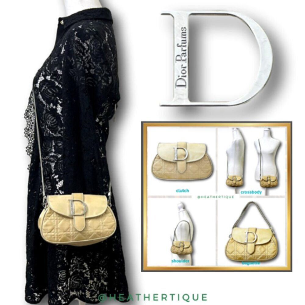 Upcycled & Reworked Christian Dior Monogram Quilted Gold Crossbody Clutch Bag